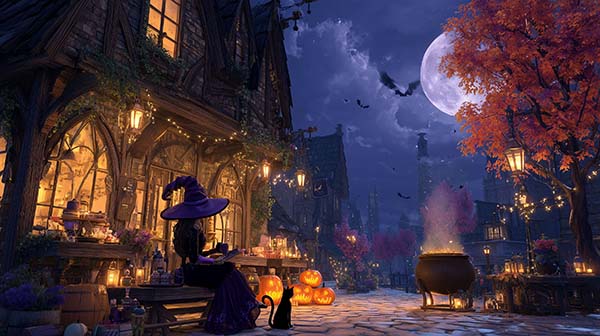 Witchy Halloween Background 08